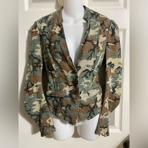 Free People Camo Blazer Jacket Coat 6 Medium